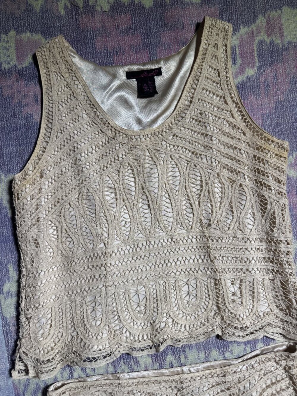 Willi Smith Women's 2-Piece Linen Blend Lace Tank Top and Skirt Set Size 10 - Picture 6 of 16